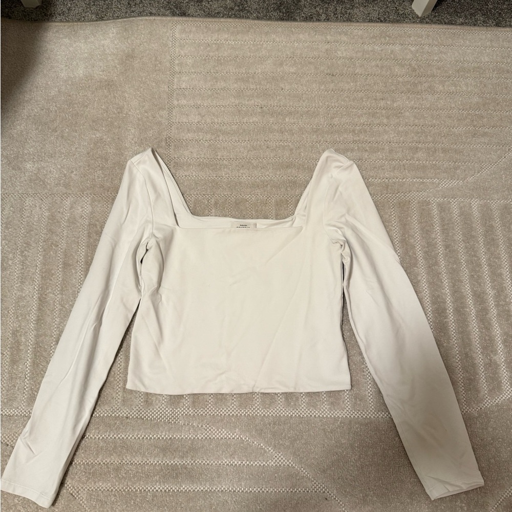 Babaton White Long Sleeve Crop Top